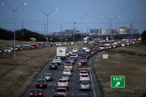 Cars in traffic on a Texas highway