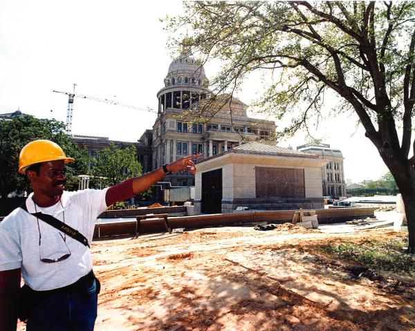 Everett Fly on-site at the Texas State Capitol as landscape architect in charge of the Texas Capitol Extension Project in 1992.