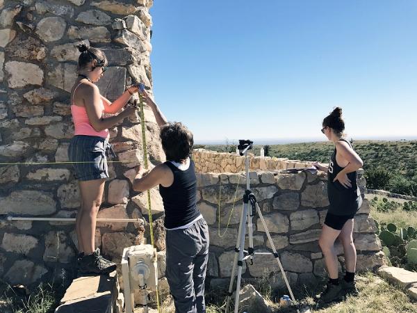 Students documenting a 1936 building at Carlsbad Caverns National Park.