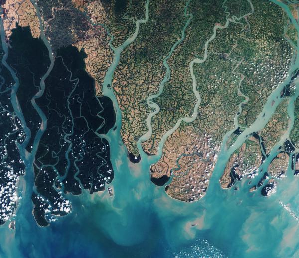 Aerial shot of the Bengal delta in Bangladesh