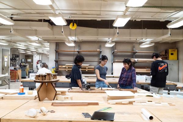 Students gathered in the Build Lab
