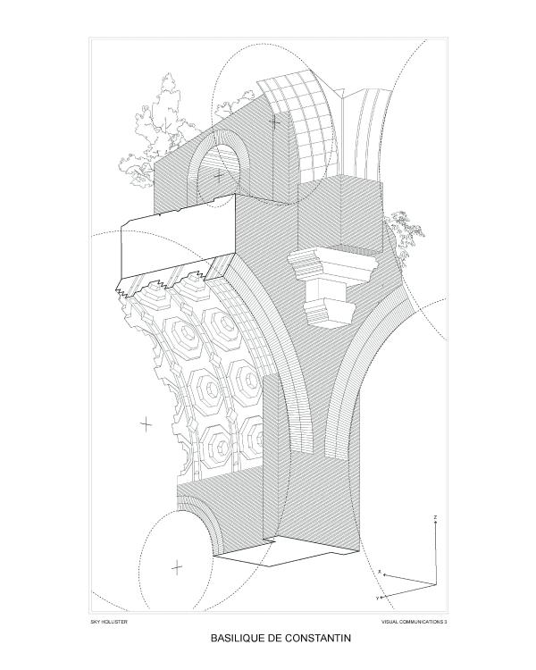 Drawing of archway corner detail 