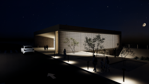 rendering of the marfa welcome center by luis rodriguez