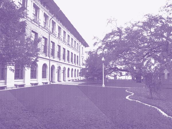 ut campus with a purple gradient 