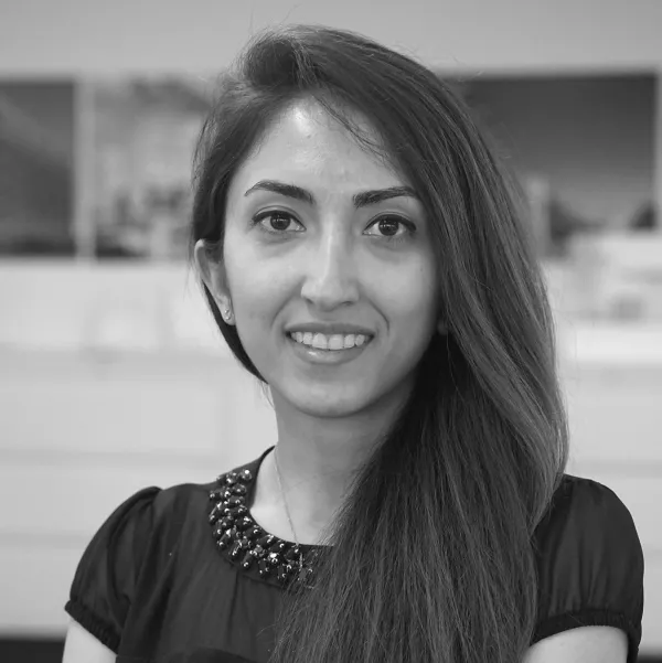 Black and white headshot of Interior Design alumna Marjan Miri