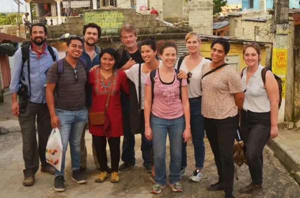 Bjorn and his students standing in a group, smiling at the camera in the Dominican Republic