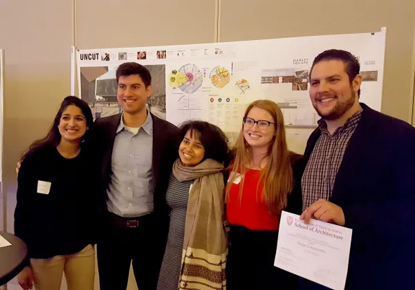 Cogburn Competition First Place Team, Students Pose with Certificates