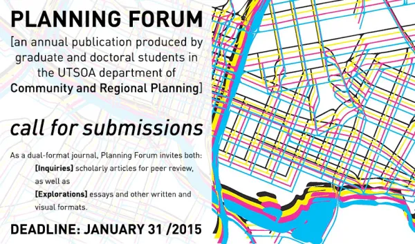 Planning Forum call for submissions; deadline January 31