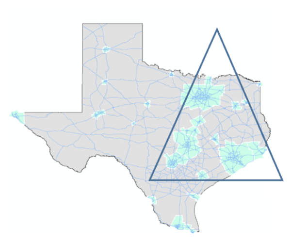 Map of Texas Triangle