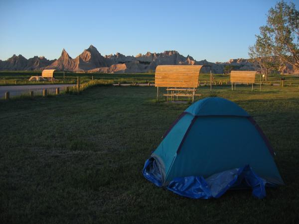 Tenting in Campground of Badlands South Dakota