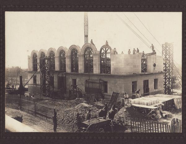 View of ongoing construction at the Library Building around 1911