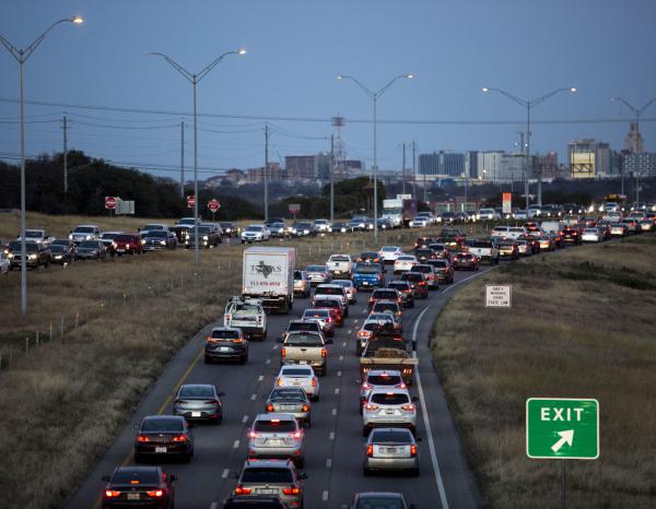 Cars in traffic on a Texas highway