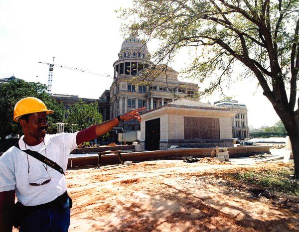 Everett Fly on-site at the Texas State Capitol as landscape architect in charge of the Texas Capitol Extension Project in 1992.