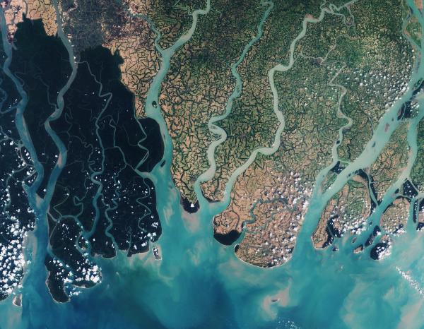 Aerial shot of the Bengal delta in Bangladesh
