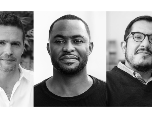 Three black and white headshots