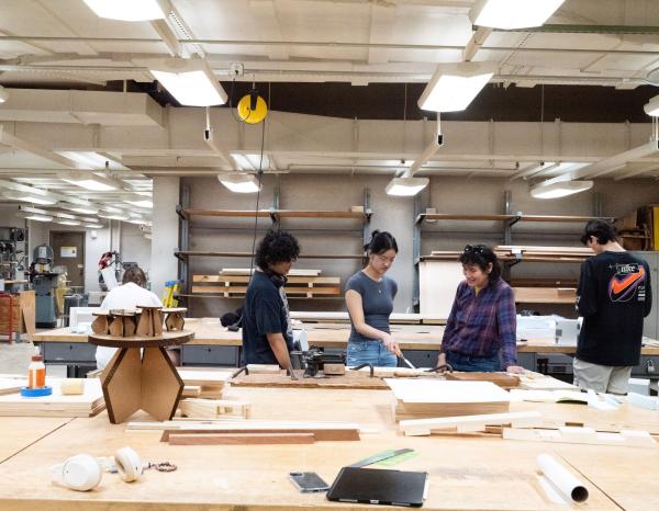 Students gathered in the Build Lab