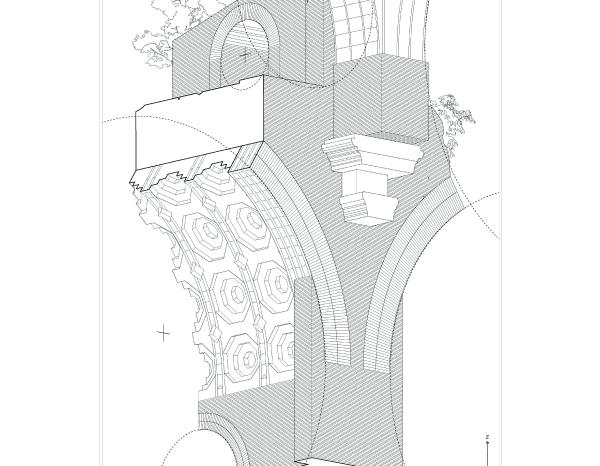 Drawing of archway corner detail 