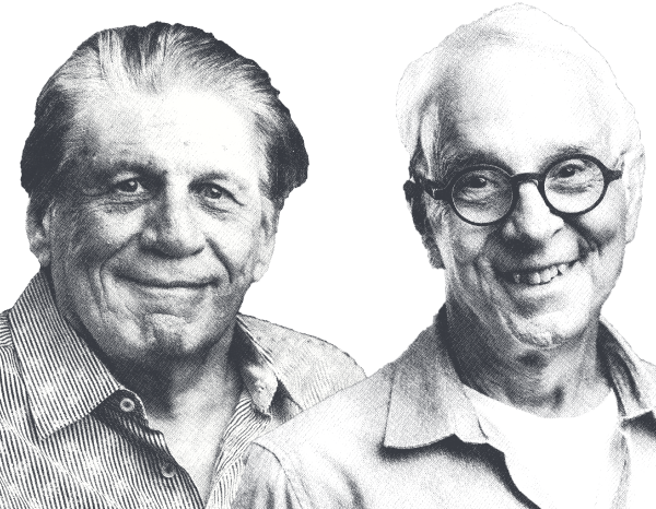 Two men's headshots in black and white: Larry Speck and Michael Garrison