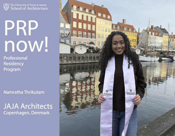 A student stands in a scenic area of Copenhagen with a graphic over the photo that reads PRP Now