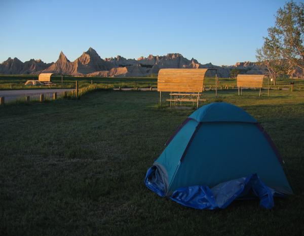 Tenting in Campground of Badlands South Dakota