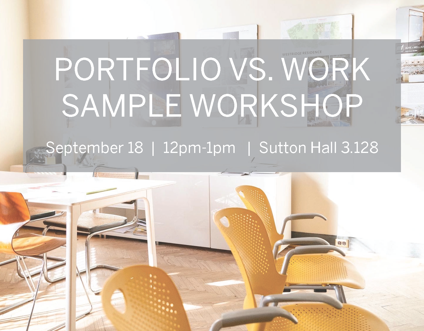 Graphic that reads "Portfolio vs. Work Sample Workshop"
