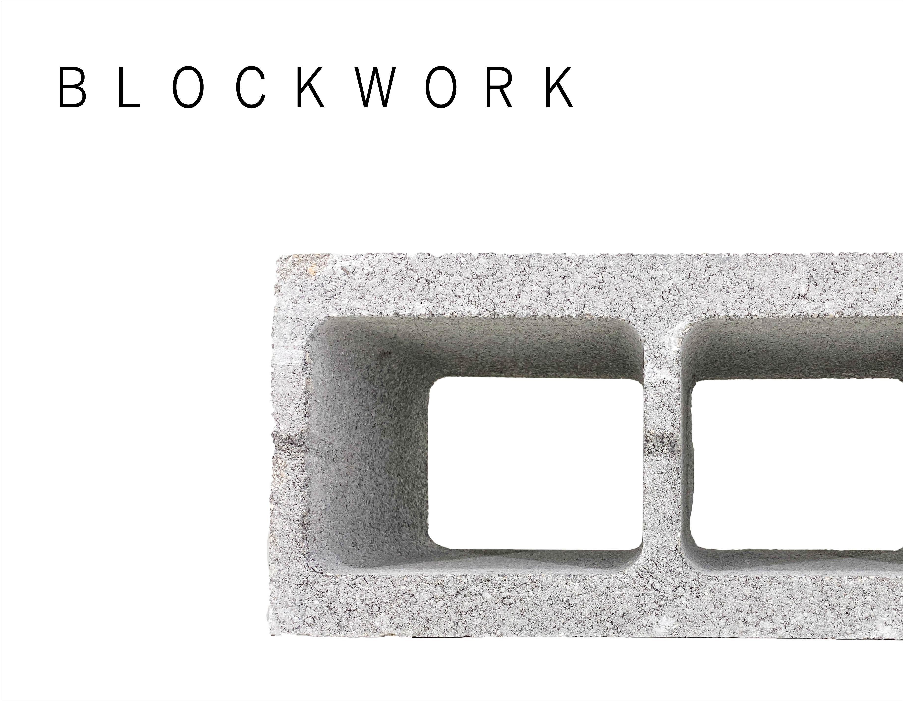 Graphic featuring a concrete unit, titled BLOCKWORK