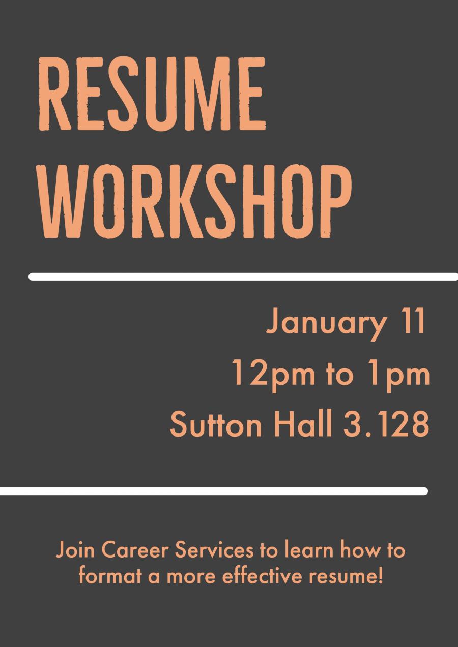 Resume Workshop graphic in black and orange
