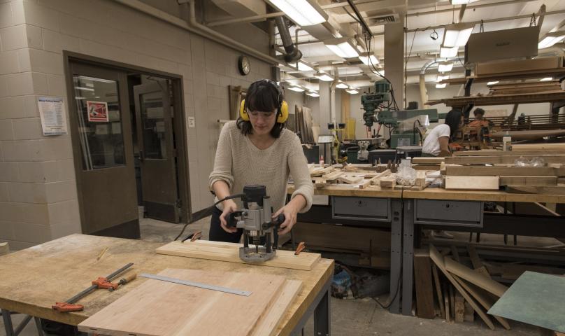 Student working in the Build Lab