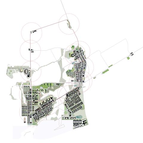 Overhead site map with neutral green and tan tones