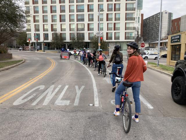 Planning students on a bike tour