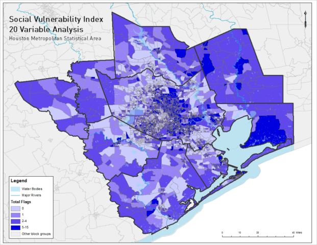 Social vulnerability index map of Houston