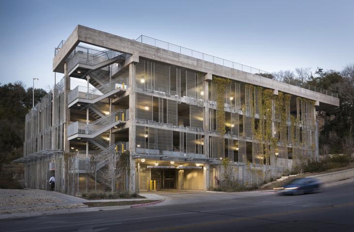 Exterior of a 5-level parking garage