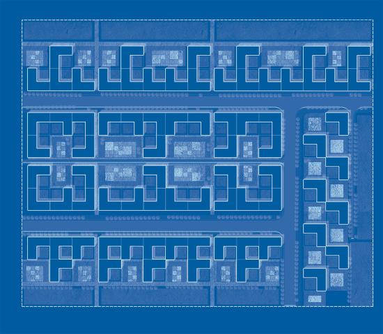 Aerial view of rendered housing grid