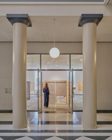 Micropolitan America exhibition at the Mashburn Gallery, G. Hines School of Architecture at the University of Houston. View of gallery entrance.